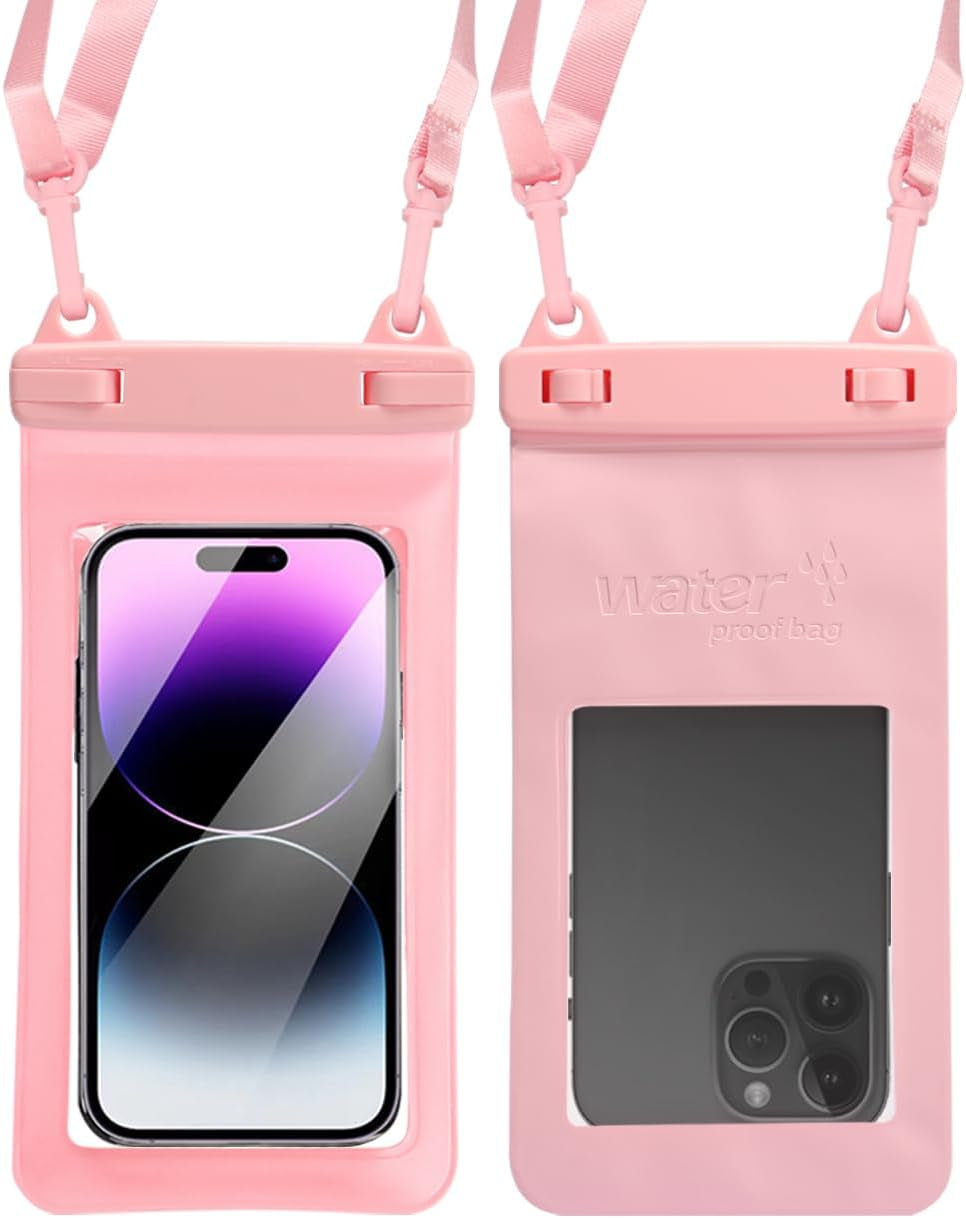IPX8, 7.4Waterproof Phone Pouch, Universal Fit(Iphone 16 15 14 13 plus Pro, 12 11 Pro, XR X 8 7 6S plus SE, Galaxy S25 S24 S23 S20 Series Pixel, Lanyard Included (White) 1Pack