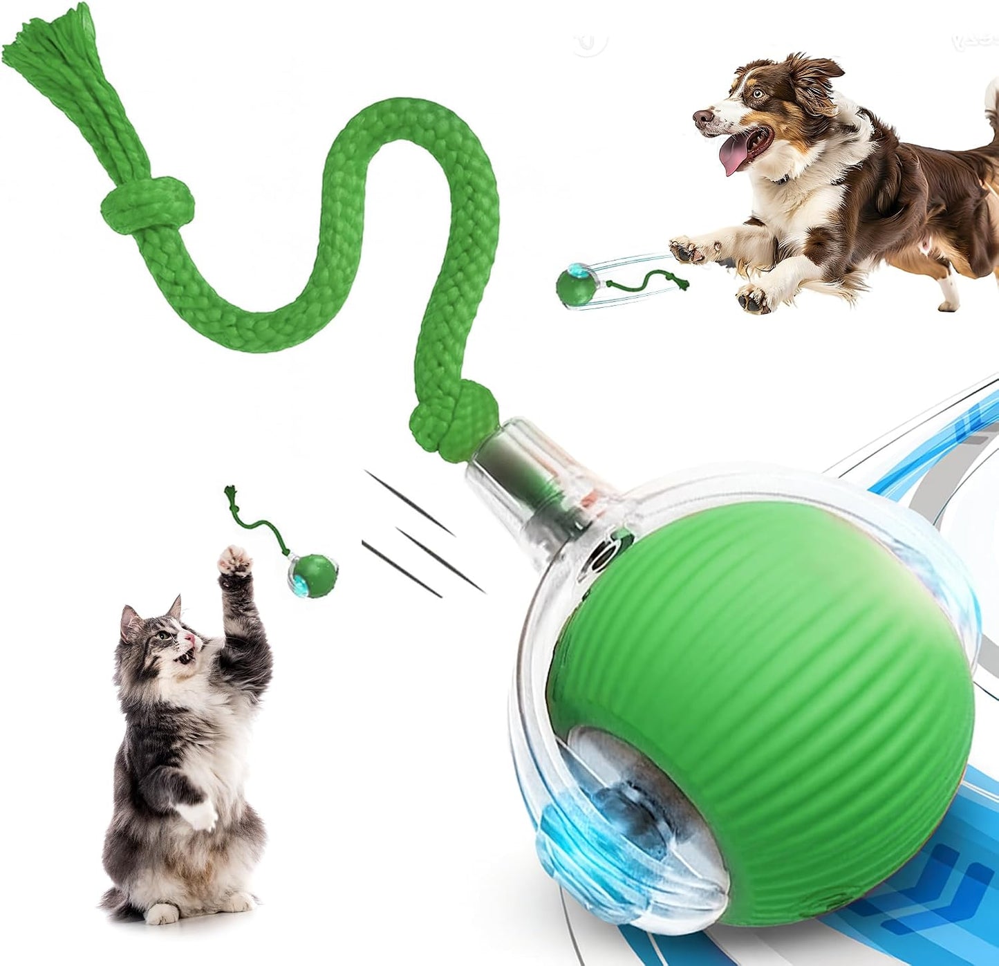 Speedy Tail 2.0 Cat Toy, 360°Automatic Rolling Ball, Smart Interactive Cat Toy, Smart Jumping Ball for Dogs, Speedy Tail 3.0, Automatic Dog Walker (Red)