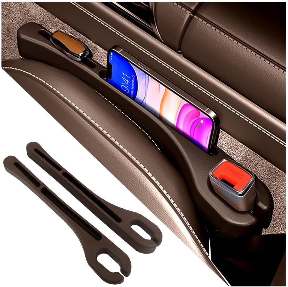 2PCS Car Seat Gap Filler Organizer,Upgrade Car Side Seat Gap Filler with Phone Holder,Multifunctional Car Seat Filler Gap Space Prevents Things Dropping for Cars,Suvs (Black)
