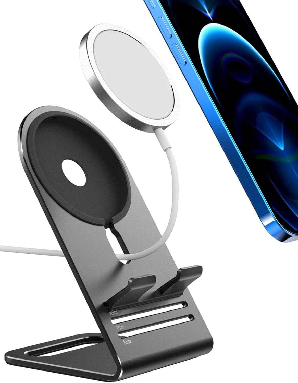 for Magsafe Charger Stand, Updated Aluminum Alloy Charging Holder Perfectly Compatible with for Apple Iphone 17/16/15/14 Plus/14 Pro Max/14 Pro/14/13 Mini for 17/16/15/14/13/12 Series, Silver