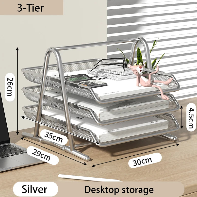 Mesh Paper Organizer Office Desk File Storage Trays Desktop Accessories Holder