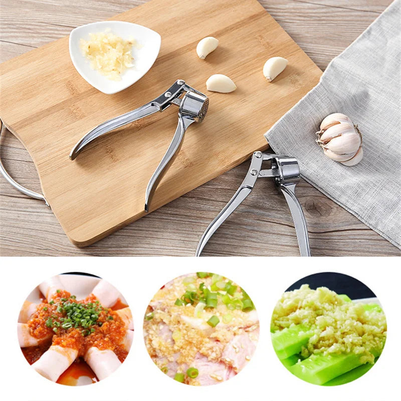 Professional Stainless Steel Garlic Press Mincer - Manual Grinding Squeezer