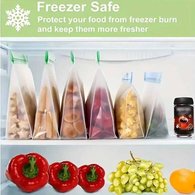 3-Pack Reusable Silicone Food Pouches | Leakproof Freezer & Storage Bags
