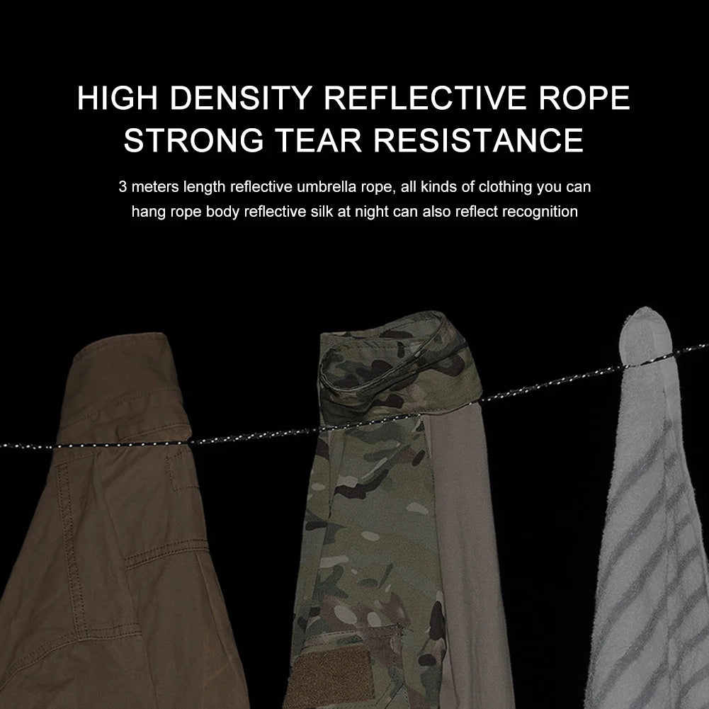 3M Stretchable Camping Clothesline | Portable Travel Drying Rope with 12 Clips