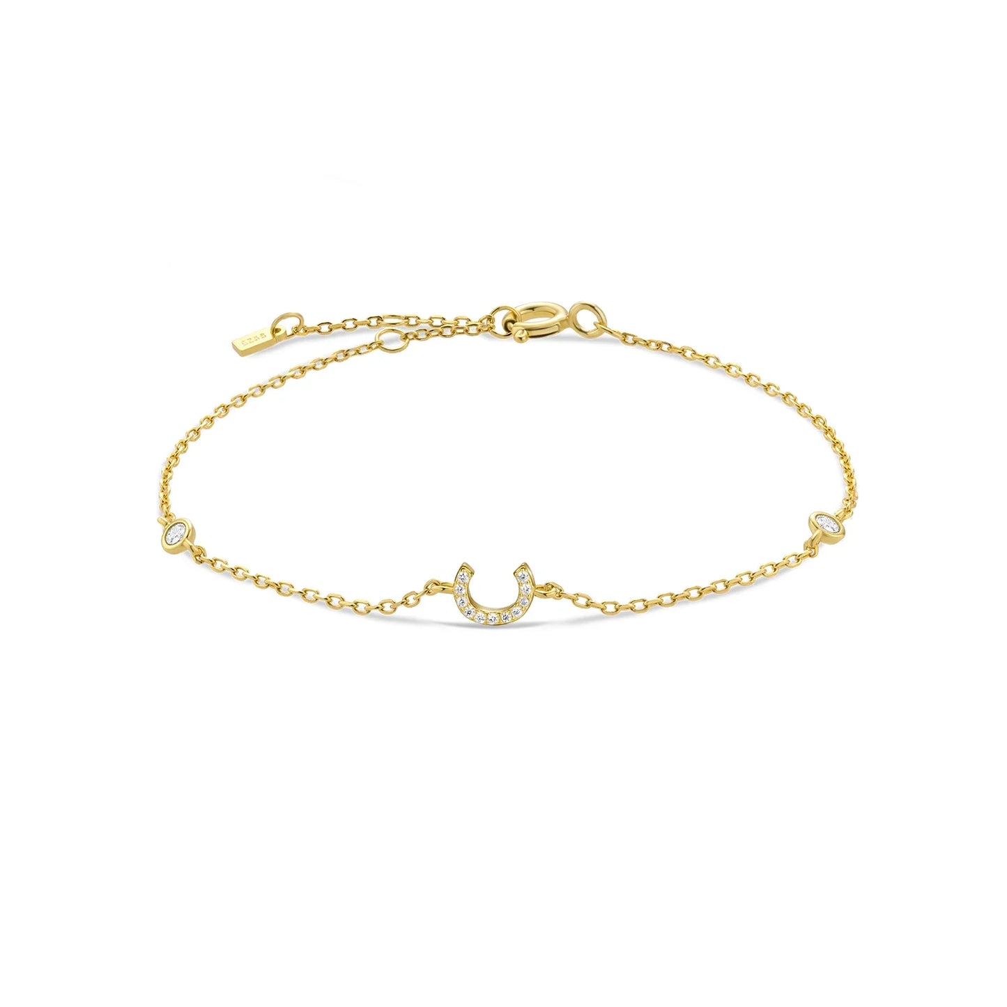 925 Sterling Silver Initial Letter Bracelet Gold CZ Zircon Alphabet Monogram