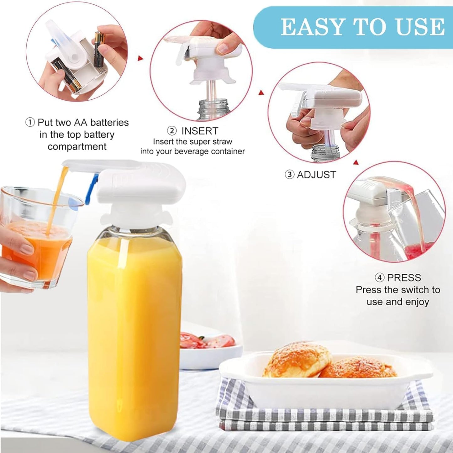 2 Pack Automatic Drink Dispenser,Milk Dispenser,Electric Tap,One-Handed Operation,Can Prevent Milk and Beer from Overflowing,Portable Electric Beverage Dispenser,Suitable for Outdoor and Home Kitchens