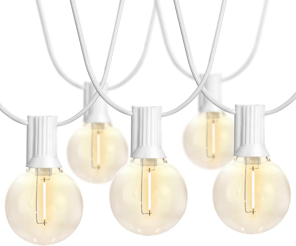 Outdoor String Lights, 97FT Patio Lights with 49 G40 Shatterproof LED Bulbs(1 Spare), Waterproof Lights String for outside Backyard, Porch, Bistro, Party, Camping, Garden Gathering