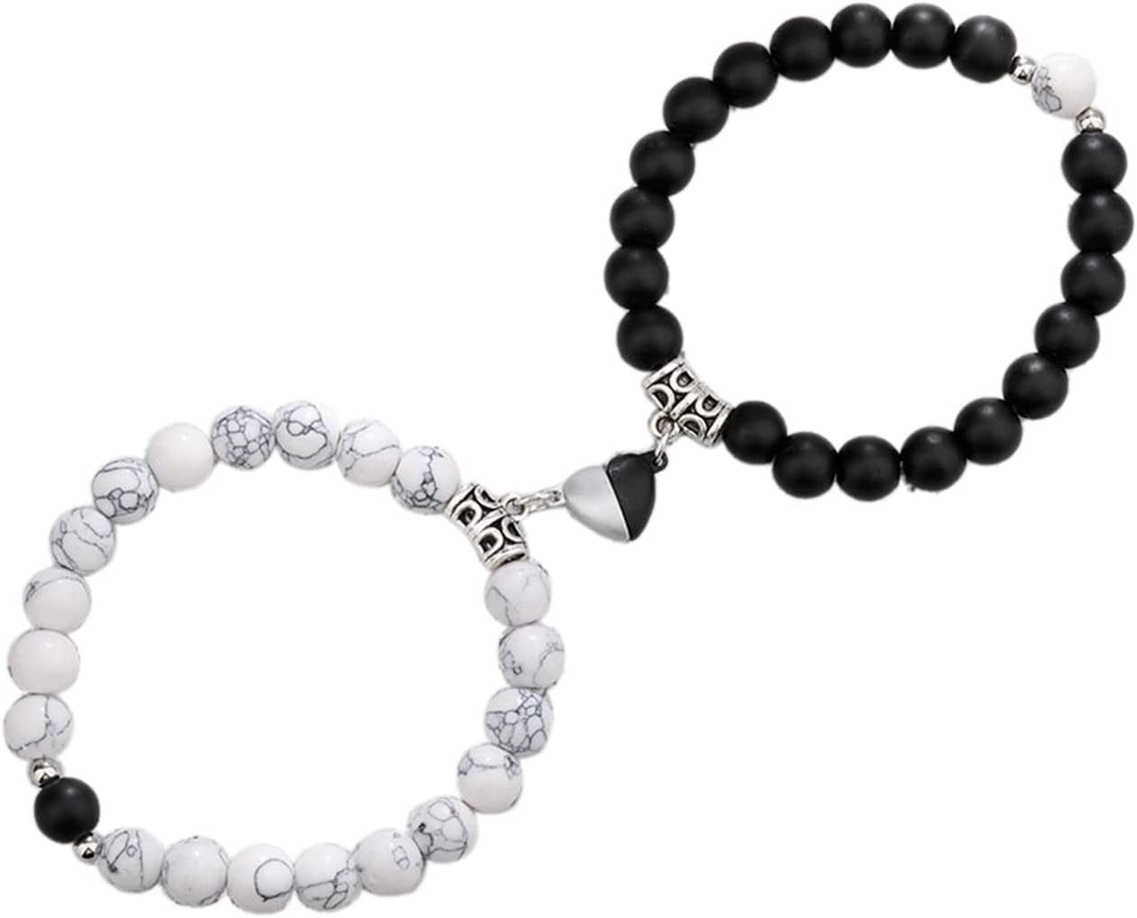 2Pcs Natural Stone Chakra Tiger Eye Beads Bracelet Couples Matching Frosted Stone Bracelet for Women Men Best Friend Lovers Friendship Unisex Jewelry Gift