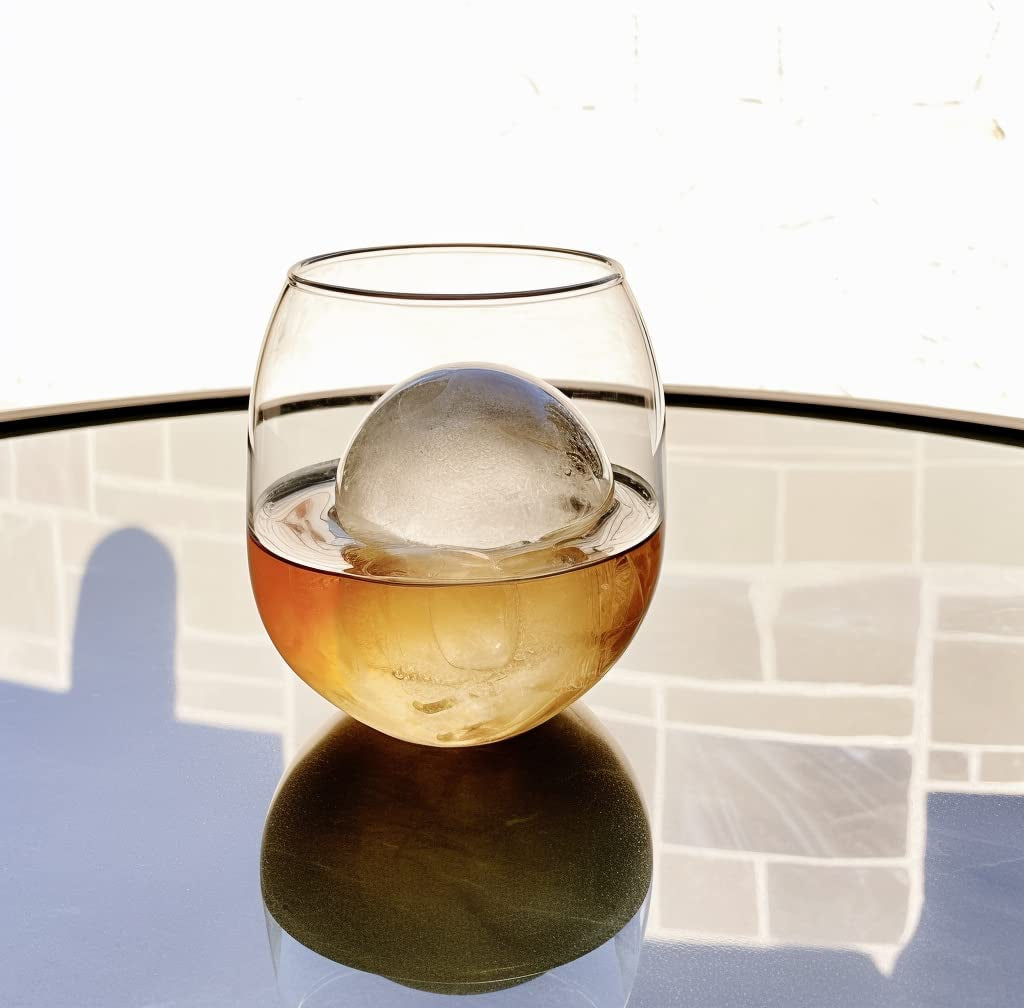 Ball Ice Cube Tray and Big Ice Cube Molds for Whiskey, Slow-Melting, 100% Silicone, No-Plastic, Easy Release, Ideal for Gifting and Elevating Cocktails (Black, 4 Spheres & 6 Cubes)