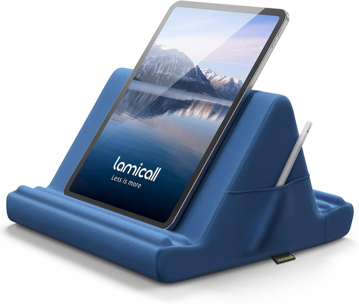 Tablet Pillow Holder Stand - Tablet Pillow Soft Pad for Lap, Bed and Desk with Pocket & 4 Viewing Angles, for Ipad Pro 13, 11, 12.9, Air, Mini, Kindle, Iphone, 4-13" Devices, Black