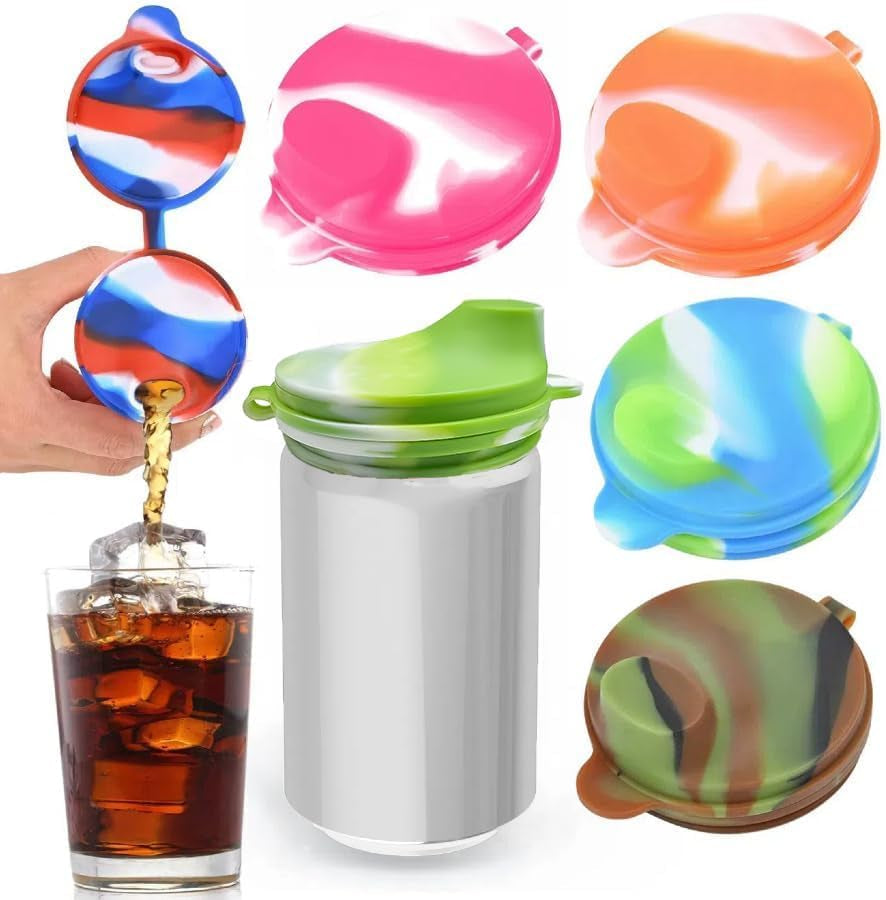 4 Pack Silicone Soda Can Lids,Soda Can Cover Lids,Silicone Canning Lids,Beverage Can Covers Reusable Protector for Soda, Beer, Drink, Juice, Coke, Fits Standard Cans(St-1)