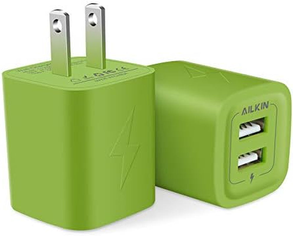 Wall Charger,  USB Plug Fast Charging Block Power Adapter Cube 2 Port | USB Charge Travel Brick Cell Quick Chargers Box for Iphone Samsung Galaxy USB Box Base Brick
