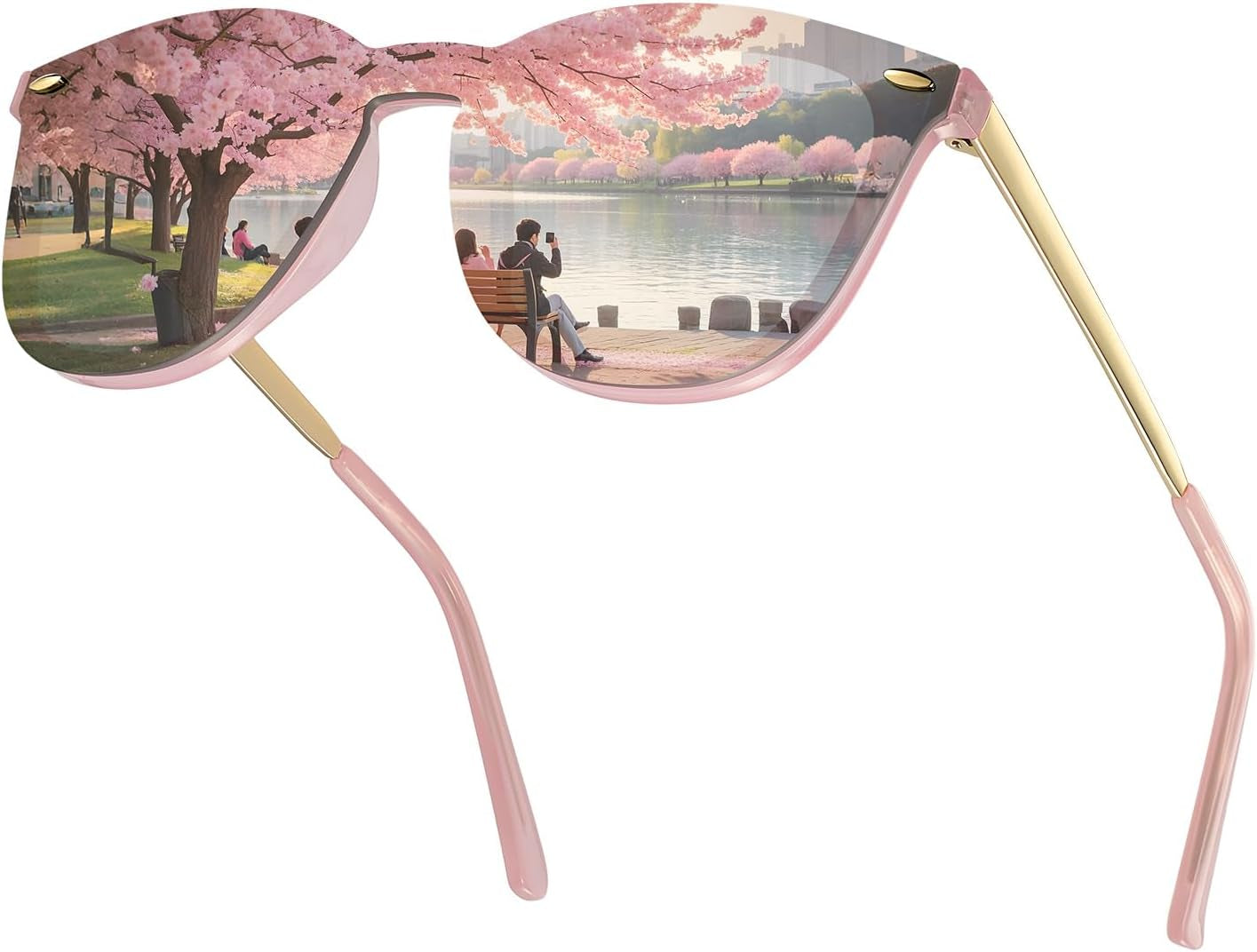 Trendy Rimless Mirrored Sunglasses Reflective Sun Glasses for Women Men