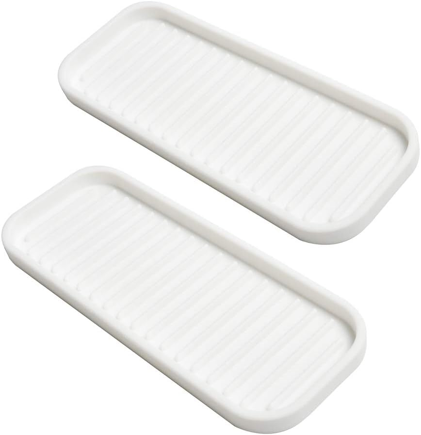 Silicone Sponge Holder Kitchen Sink Organizer Tray Dish Caddy Soap Dispenser, Scrubber Spoon Holder,Dishwashing Accessories 2 Pack (Black)