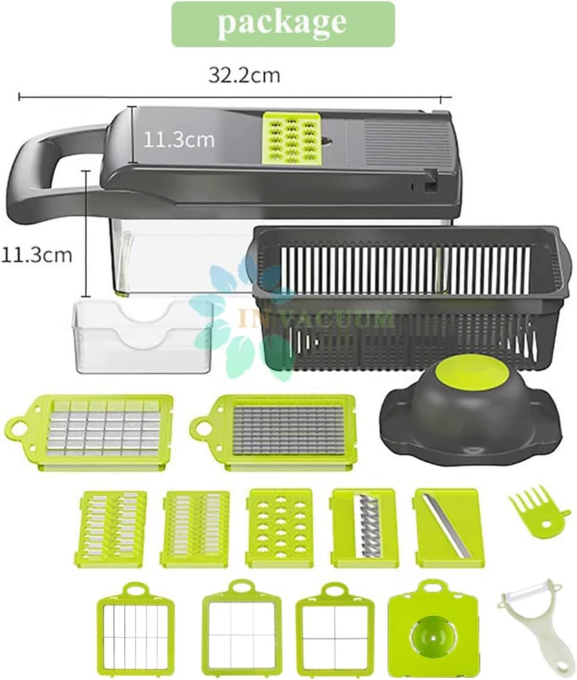 Vegetable Chopper, 15-In-1 Onion Food Chopper Multifunctional Mandoline Slicer Cutter Chopper and Grater Food Slicer Vegetable Cutter