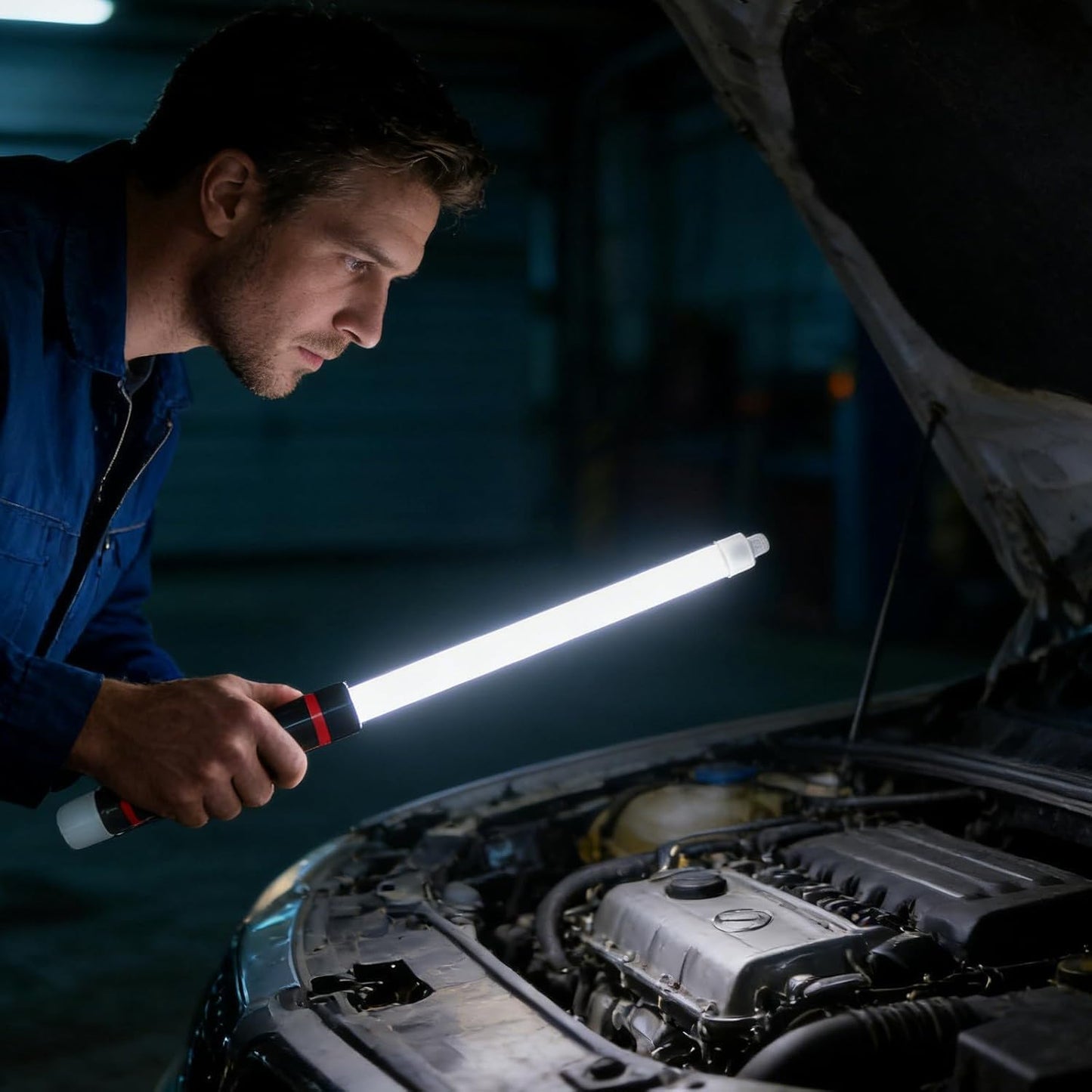 Flexible LED Light Stick, 27" Rechargeable Bendable LED Flashlight Stick with 3 Brightness Modes, High Lumen Work Light for Car Repairs, Mechanical Inspection in Tight Spaces