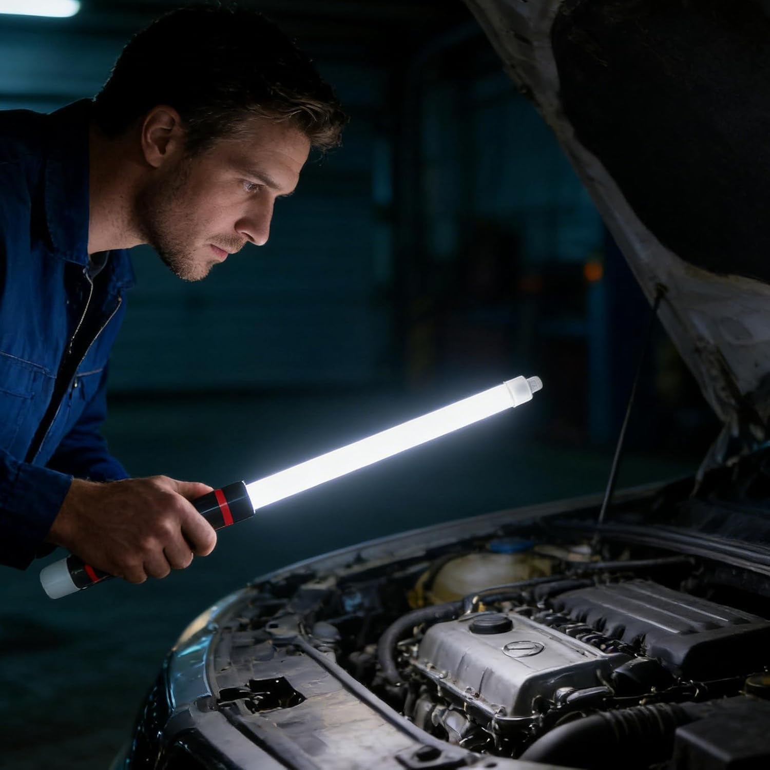 Flexible LED Light Stick, 27" Rechargeable Bendable LED Flashlight Stick with 3 Brightness Modes, High Lumen Work Light for Car Repairs, Mechanical Inspection in Tight Spaces