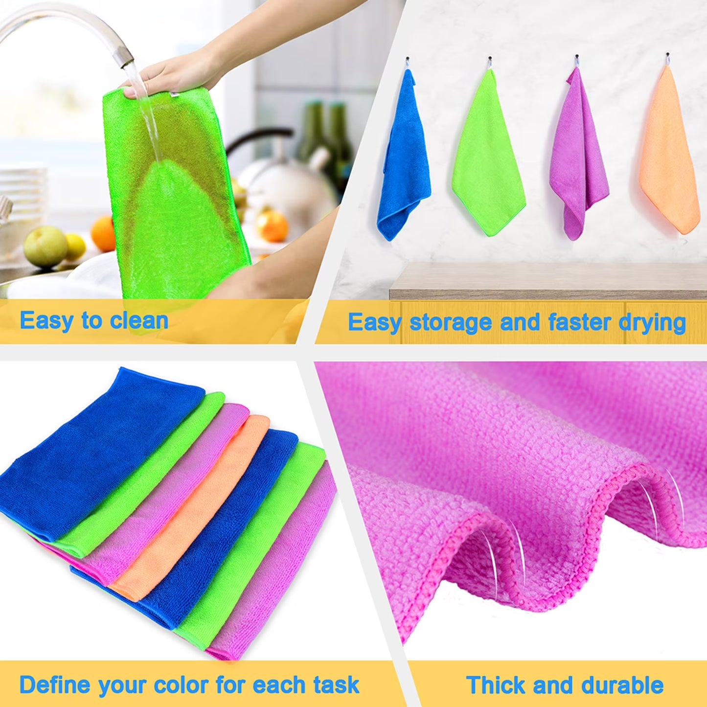 12Pcs Premium Microfiber Cleaning Cloth for Household Cleaning, 12" X 12"