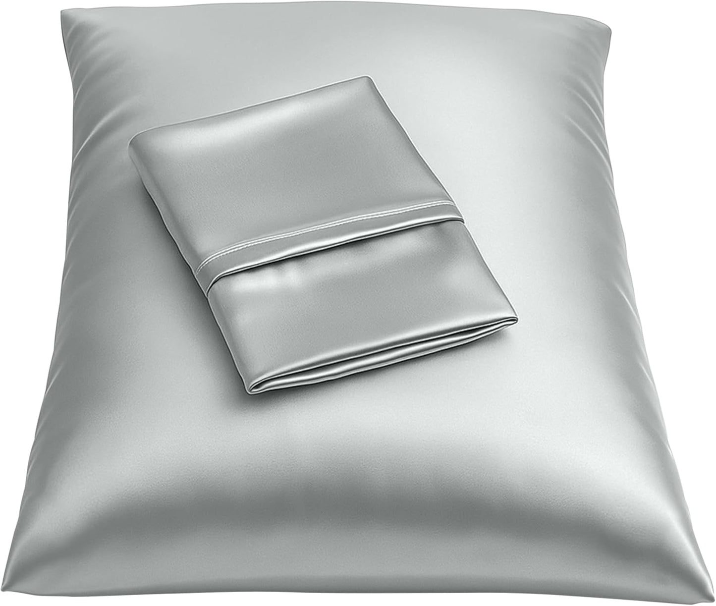 Satin Pillowcase with Zipper, for Hair and Skin Care, Feels Soft and Cool like a Silk Pillowcase, Satin Pillow Cases 2 Pack, Slik Pillow Cover, Baby Blue - Standard Size, Set of 2