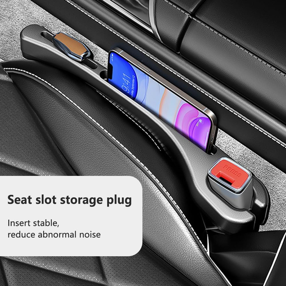 2PCS Car Seat Gap Filler Organizer,Upgrade Car Side Seat Gap Filler with Phone Holder,Multifunctional Car Seat Filler Gap Space Prevents Things Dropping for Cars,Suvs (Black)