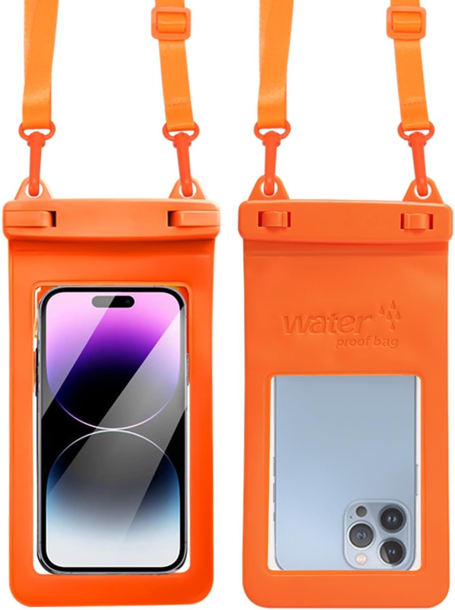 IPX8, 7.4Waterproof Phone Pouch, Universal Fit(Iphone 16 15 14 13 plus Pro, 12 11 Pro, XR X 8 7 6S plus SE, Galaxy S25 S24 S23 S20 Series Pixel, Lanyard Included (White) 1Pack