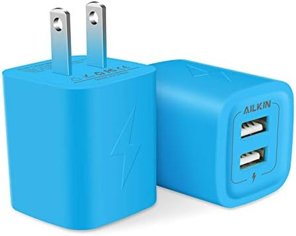 Wall Charger,  USB Plug Fast Charging Block Power Adapter Cube 2 Port | USB Charge Travel Brick Cell Quick Chargers Box for Iphone Samsung Galaxy USB Box Base Brick