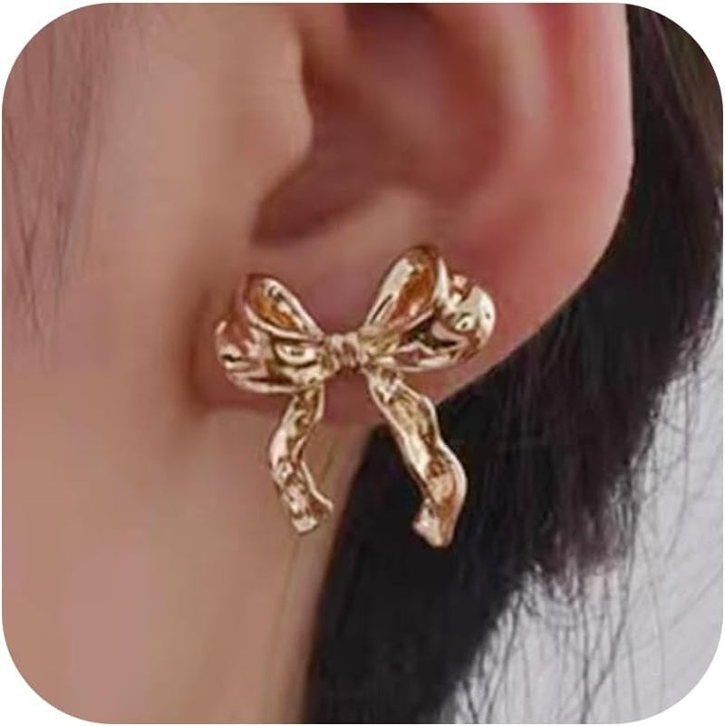 Bow Earrings for Women Pearl Bow Earrings Rhinestone Earring Gold Dangle Earring Christmas Jewelry Gifts Outfits Stocking Stuffers