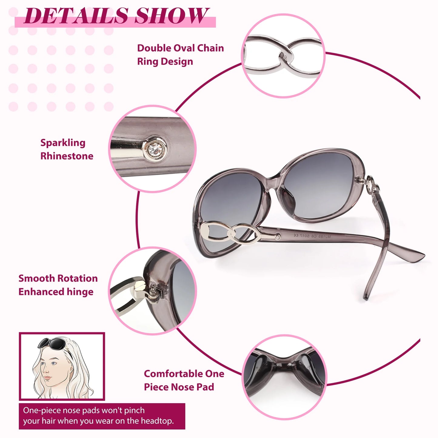 Women'S Oversized Polarized Sunglasses Butterfly Shades for Driving