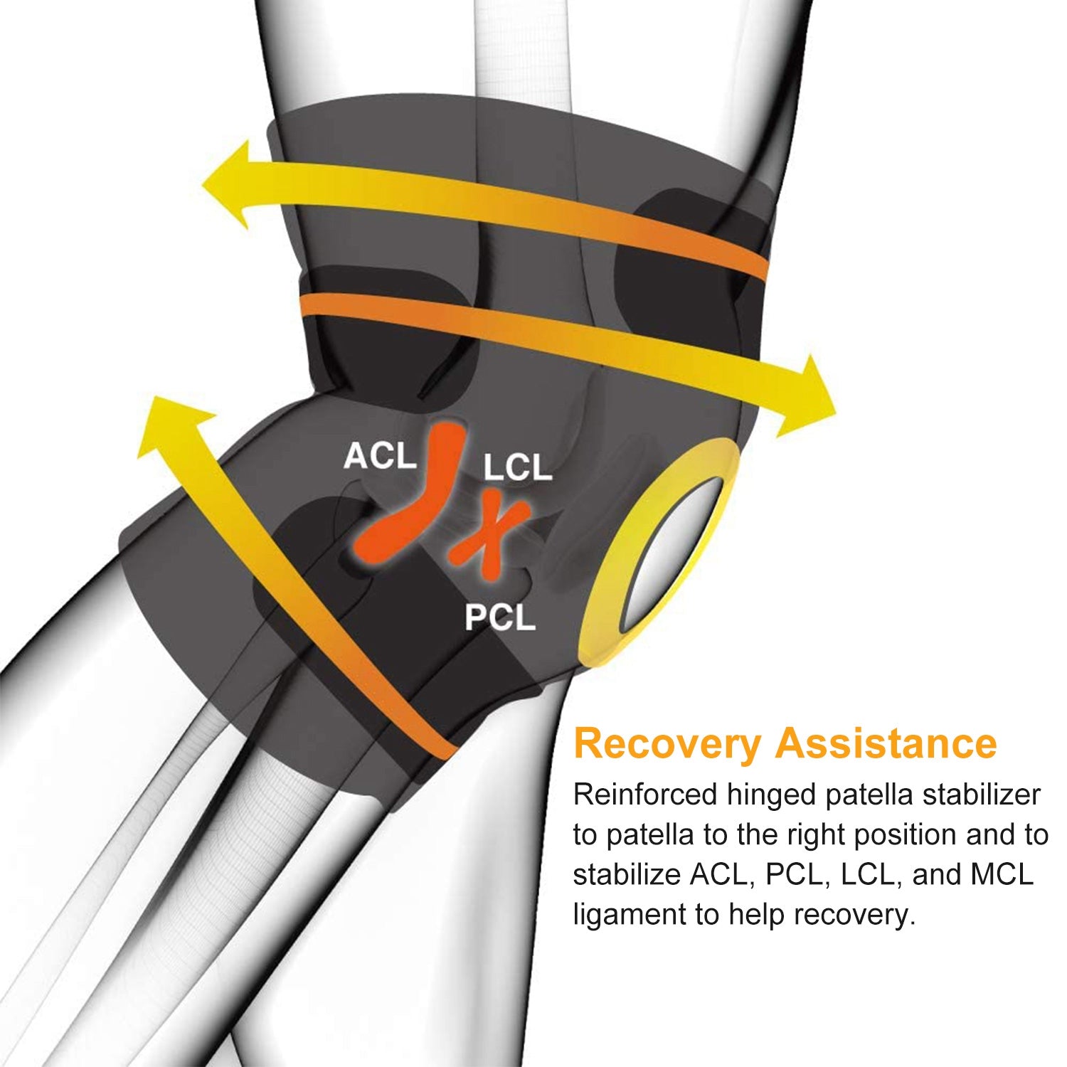 Sport Knee Brace Adjustable Open Patella Knee Support Compression Knee Wrap for Running Climbing Pain Relief Recovery of Injured Knee