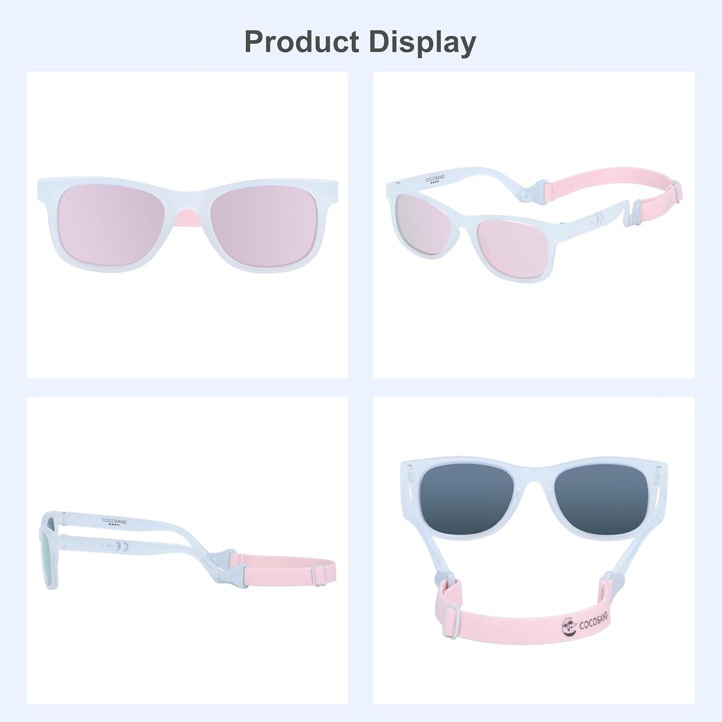 Flexible Baby Sunglasses with Strap Polarized UV Protection for Toddler Infant Newborn Boy Girl Age 0-24 Months