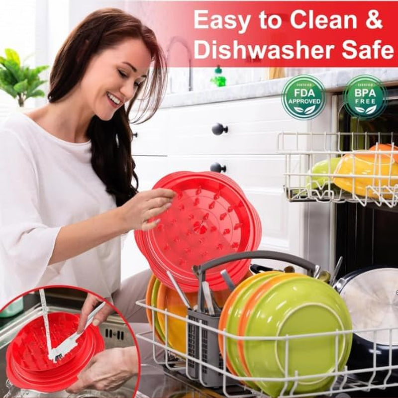 Large Chicken Shredder with Cleaning Brush & Tong 10'' Pro Chicken Shredder Tool Twist Large Stable Anti-Slip Ergonomic Handle, Removable Tray, Dishwasher Safe, BPA Free (Red)