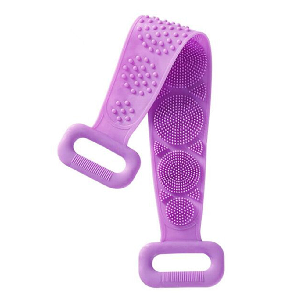 Silicone Bath Towel Rub Body Brush Shower Pull Back Strip Scrubber Exfoliating