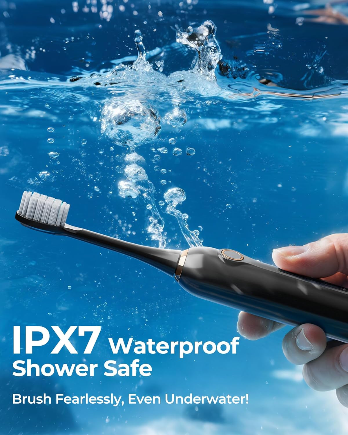 Black Electric Toothbrushes, with 4 Brush Heads, 1 Travel Toothbrush Case, for Adults and Kid Electric Toothbrush, Long 180-Day Battery Life, 6 Modes, IPX7 Waterproof, Smart 2-Minute Timer.
