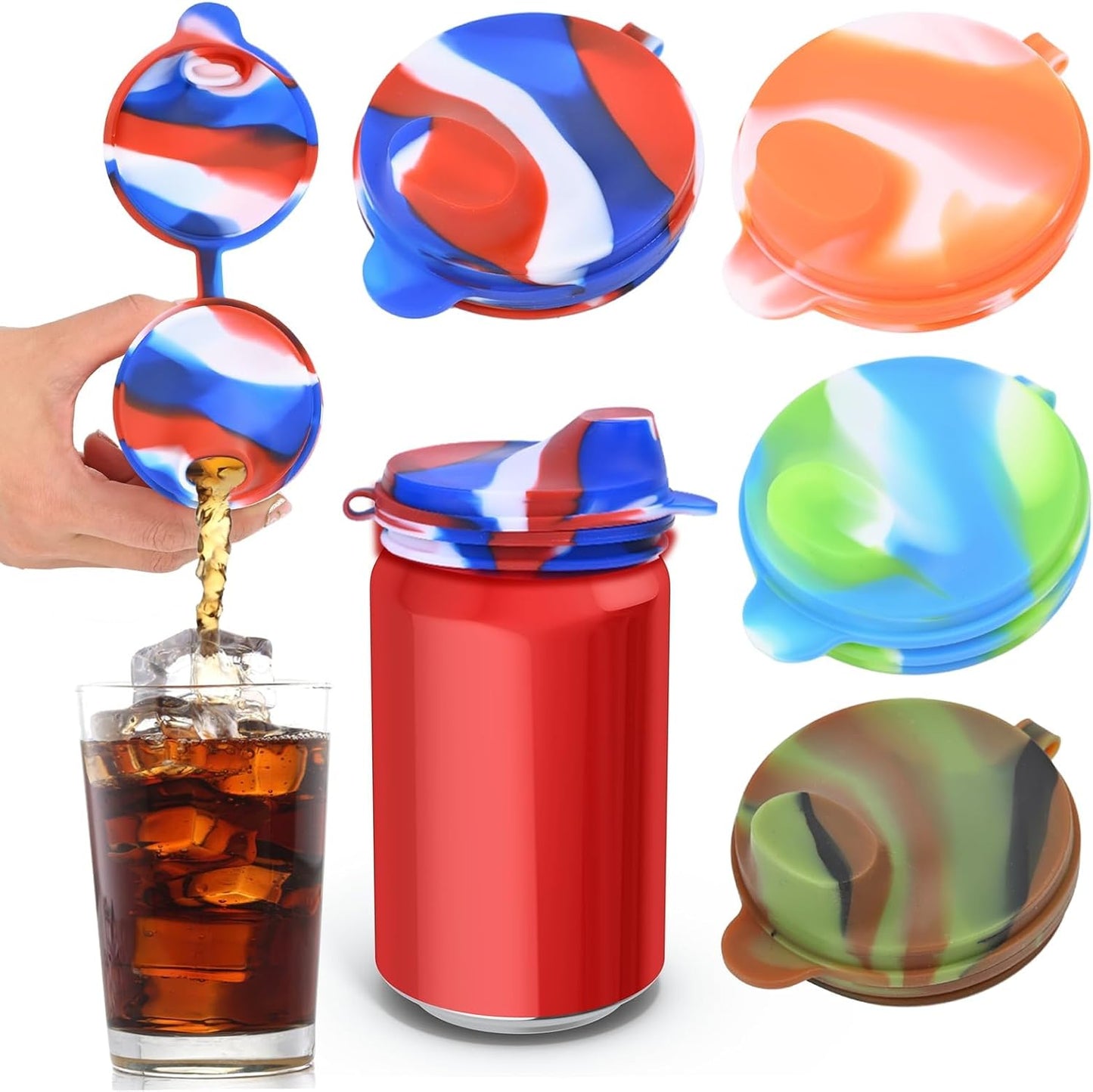 4 Pack Silicone Soda Can Lids,Soda Can Cover Lids,Silicone Canning Lids,Beverage Can Covers Reusable Protector for Soda, Beer, Drink, Juice, Coke, Fits Standard Cans(St-1)