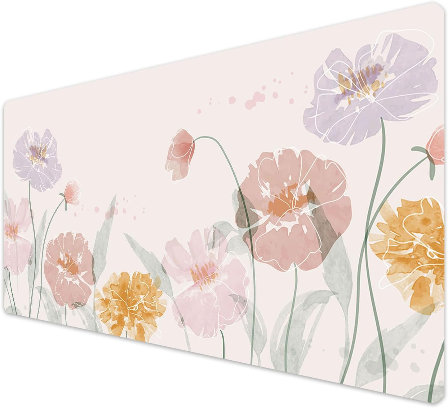 Large Mouse Pad Desk Mat 15" X 30" – Extended Floral Desk Protector for Keyboard & Mouse – Non-Slip Waterproof Cute Office Pad Aesthetic Workstation Mat