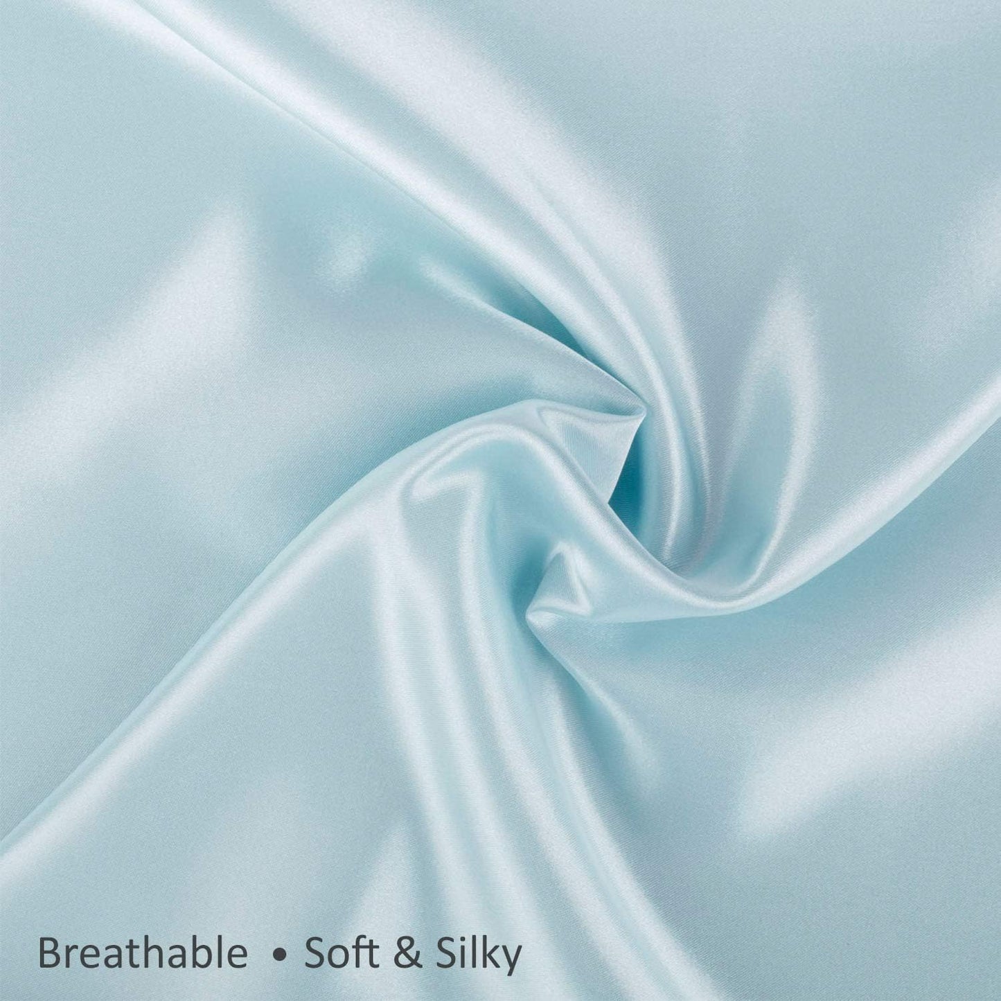 Satin Pillowcase with Zipper, for Hair and Skin Care, Feels Soft and Cool like a Silk Pillowcase, Satin Pillow Cases 2 Pack, Slik Pillow Cover, Baby Blue - Standard Size, Set of 2