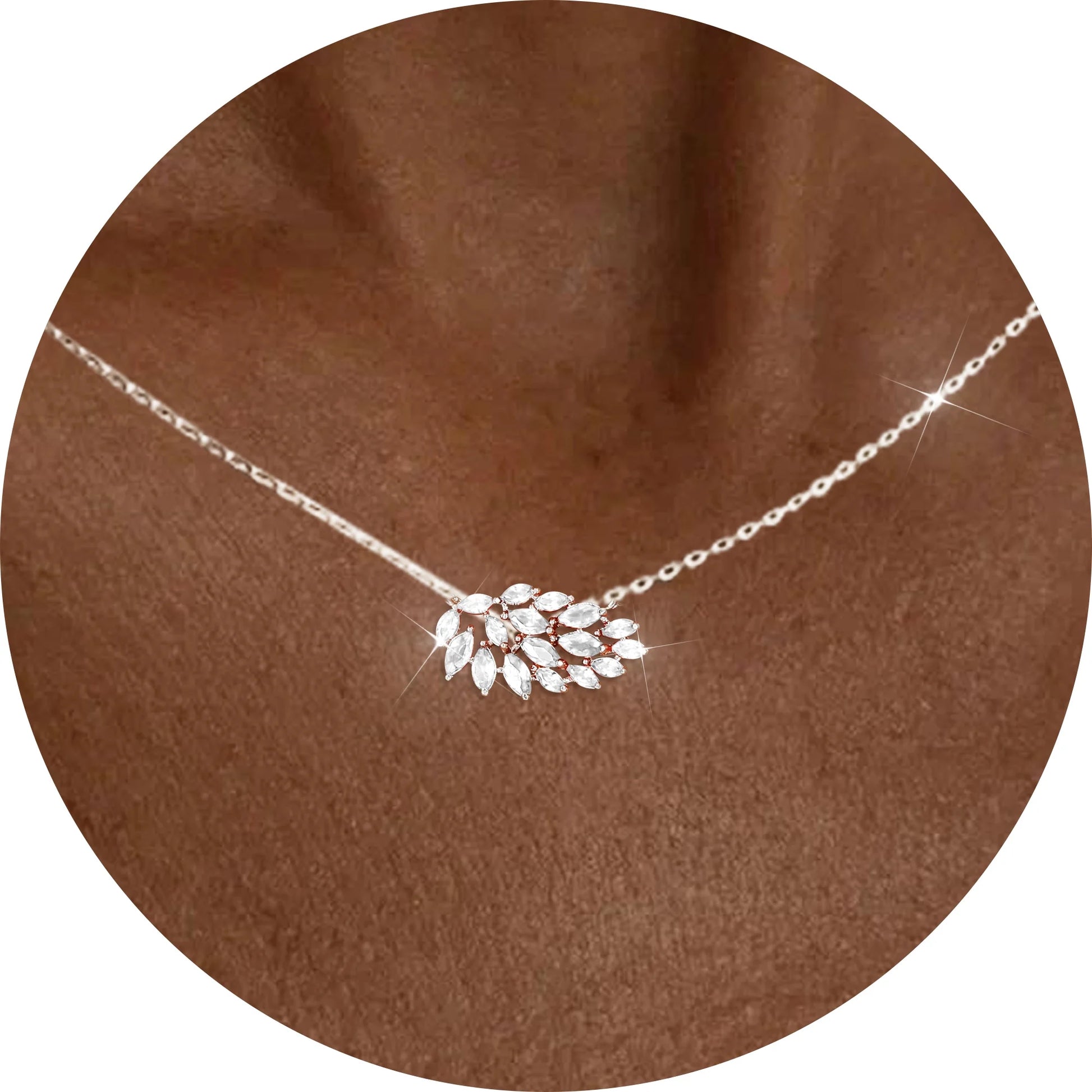 APSVO S925 Sterling Silver Plated Leaf Necklaces for Women Girls April Birthstone Pendant Chain with CZ Birthday Graduation Mothers Day Jewelry Gifts Teen Mom Her Girlfriend Wife Adults Kids Ideas