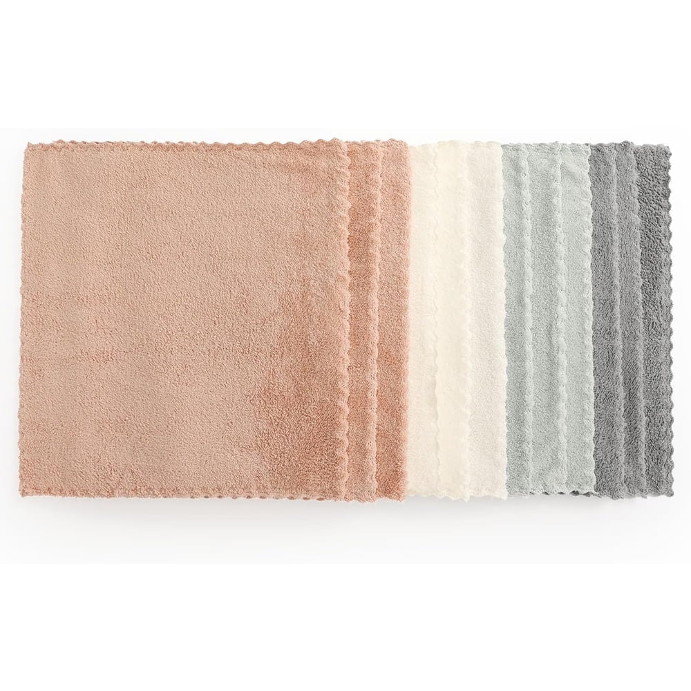 12 Pack Cleaning Cloth,Ultra Soft Absorbent Quick Drying Microfiber Cleaning Rags,No Scratches,Reusable,Washable,Lint Free Cleaning Towels for Kitchen,Window,Glass,Car,11.8"×11.8",(Multicolor)