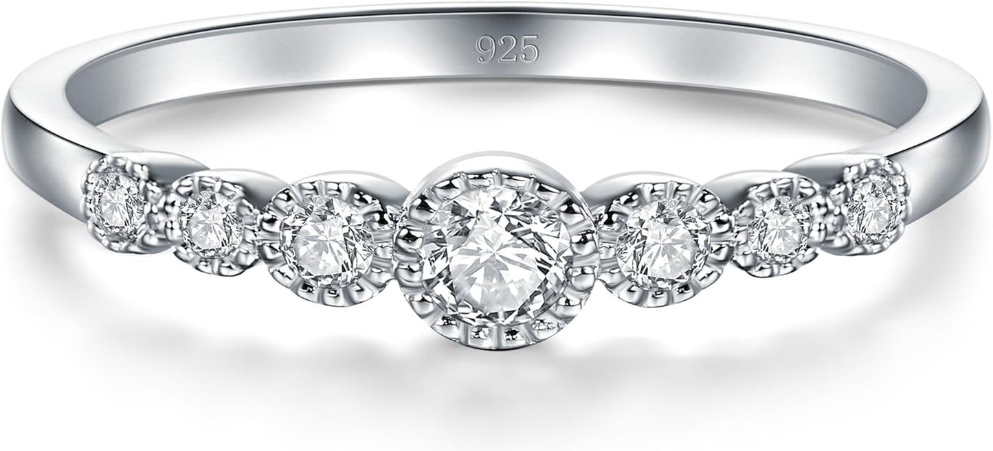 925 Sterling Silver Ring, Cubic Zirconia CZ Eternity Engagement Wedding Band Ring