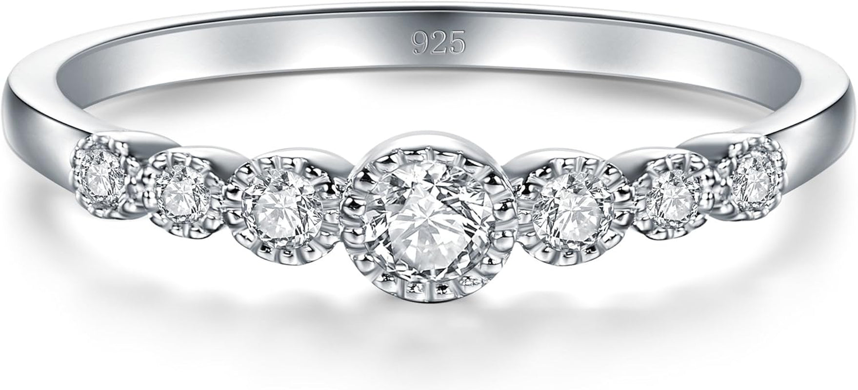925 Sterling Silver Ring, Cubic Zirconia CZ Eternity Engagement Wedding Band Ring