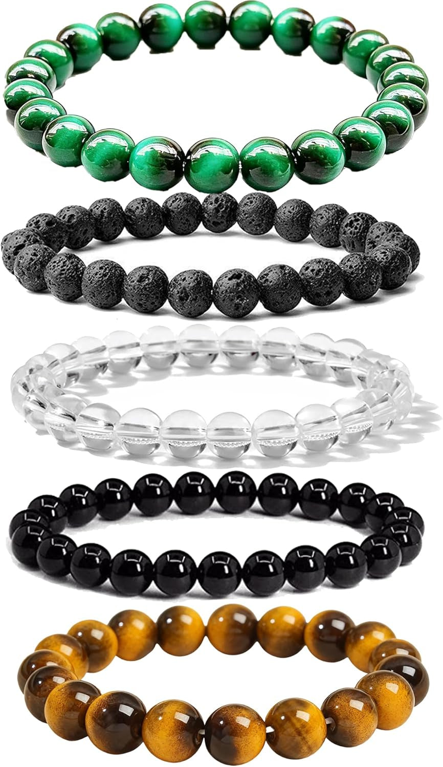 Handmade 8Mm Beaded Bracelets for Men Protection Bracelet for Women Chakra Feng Shui Stretchy Handmade Lucky Money Stretchy Crystal Bracelets Best Gifts