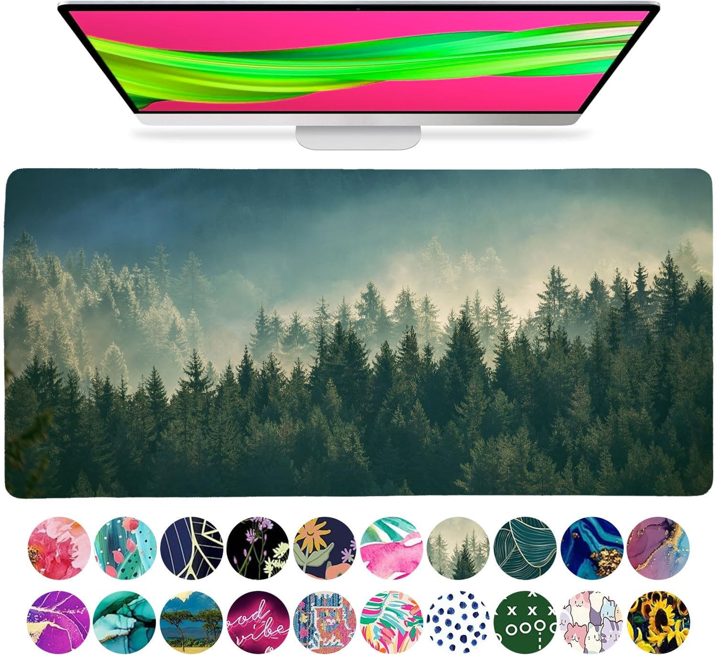 Large Mouse Pad Desk Mat 15" X 30" – Extended Floral Desk Protector for Keyboard & Mouse – Non-Slip Waterproof Cute Office Pad Aesthetic Workstation Mat
