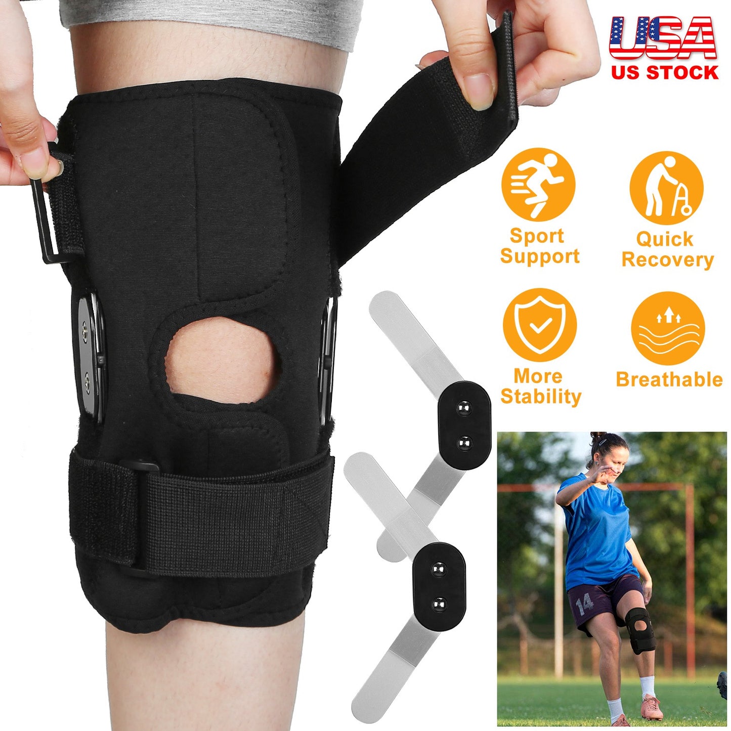 Sport Knee Brace Adjustable Open Patella Knee Support Compression Knee Wrap for Running Climbing Pain Relief Recovery of Injured Knee