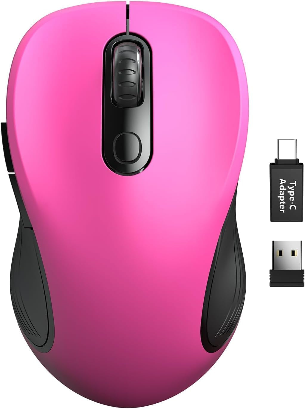 Wireless Mouse for Laptop, 2.4Ghz Ergonomic Computer Mouse with Back & Forward Buttons, 3 Adjustable DPI Levels, 6 Buttons, Optical USB Cordless Mice for Windows Macbook PC, M01 (Baby Pink)