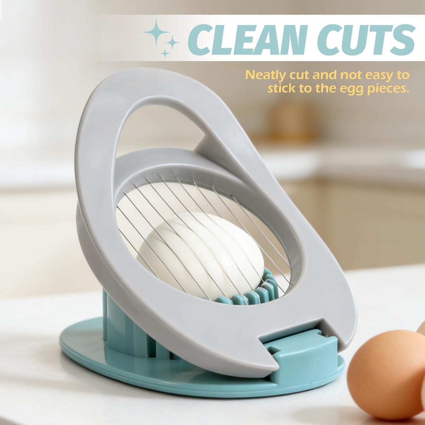 Egg Slicer Easy to Clean Egg Cutter with Stainless Steel Wire for Kitchen Soft Fruit, Strawberrys Kiwis Sandwiches Salads