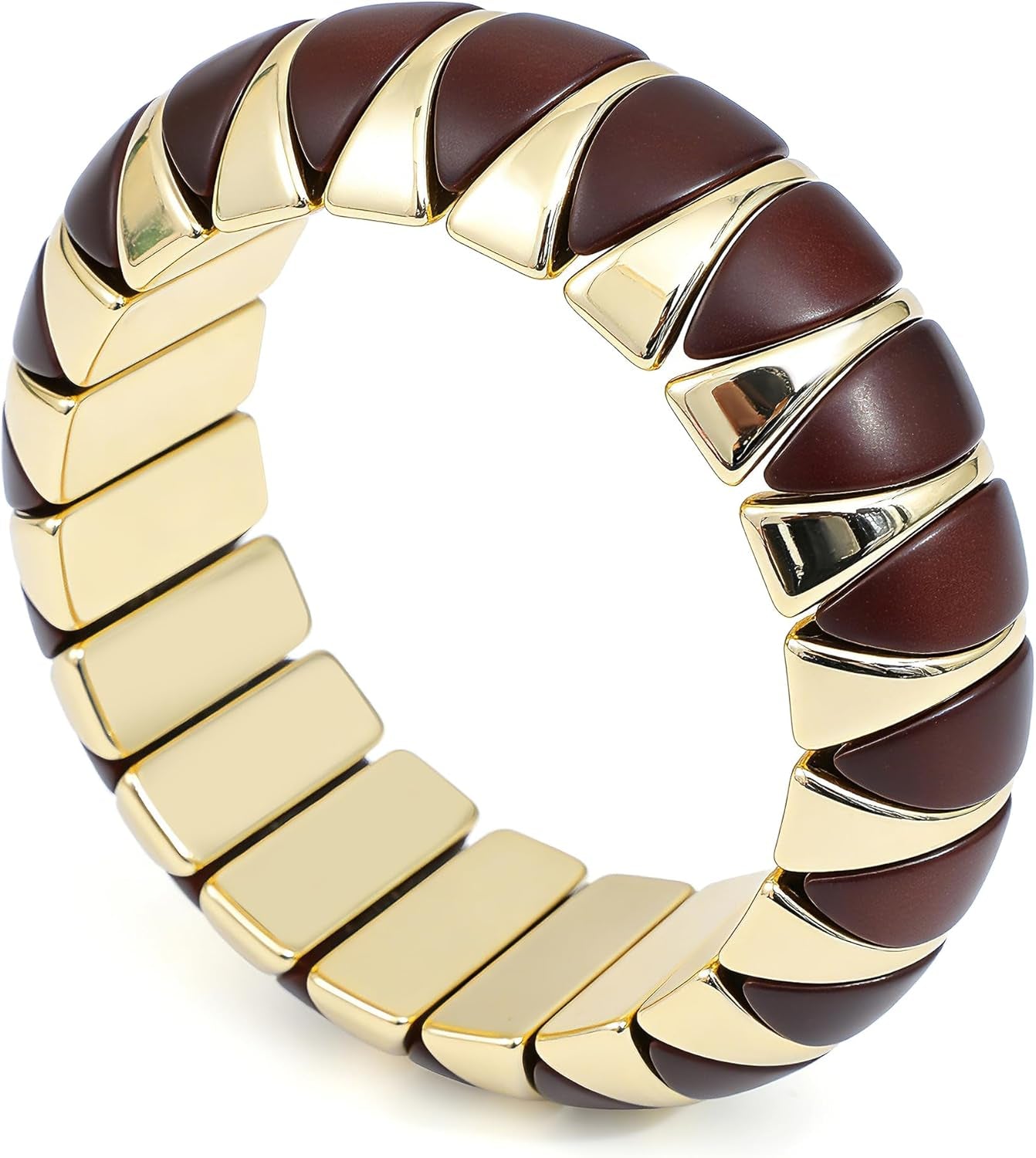 Simple Beaded Gold Plated Bangles Bracelet Chunky Bamboo Tube Curved Stacking Clear Acrylic Colorful Beads Stretchable Gold Plated Bracelets Set for Women