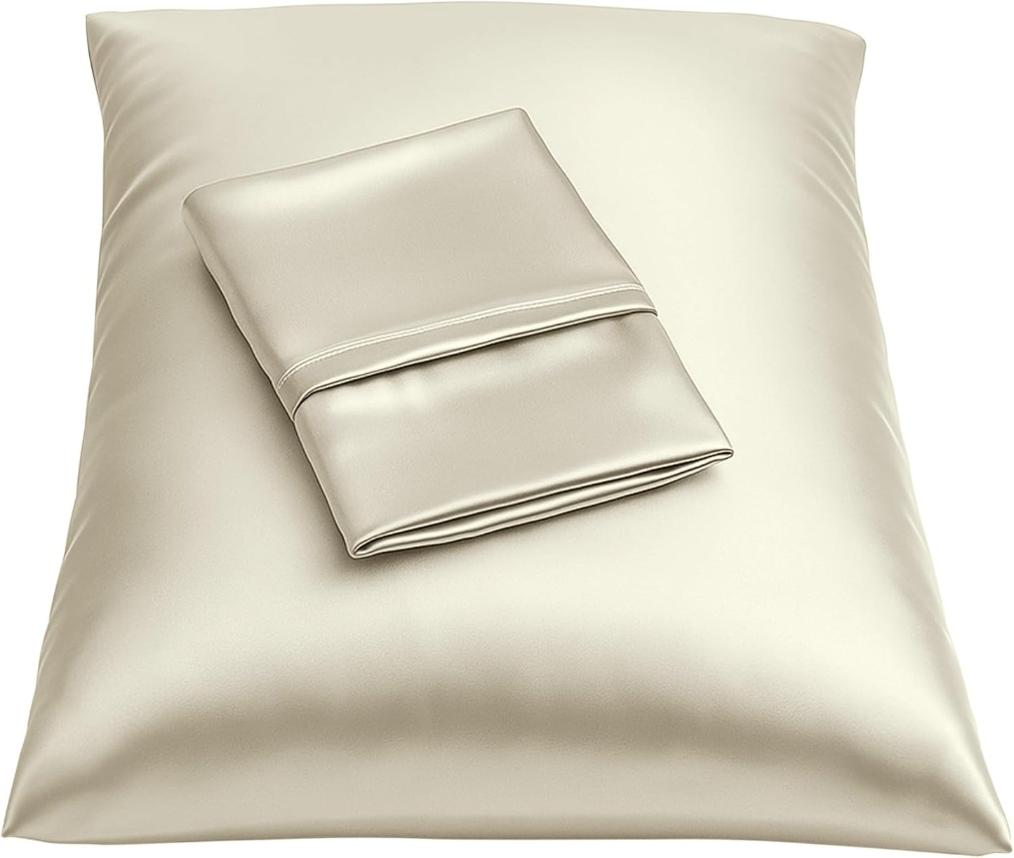 Satin Pillowcase with Zipper, for Hair and Skin Care, Feels Soft and Cool like a Silk Pillowcase, Satin Pillow Cases 2 Pack, Slik Pillow Cover, Baby Blue - Standard Size, Set of 2