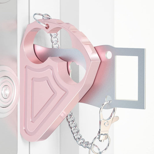 Portable Door Lock for Hotel Door Safety- Metal Hotel Door Locks for Travelers Security-Travel Door Lock Latches & Bolts for Additional Safety Prevent Unauthorized Entry,Pink