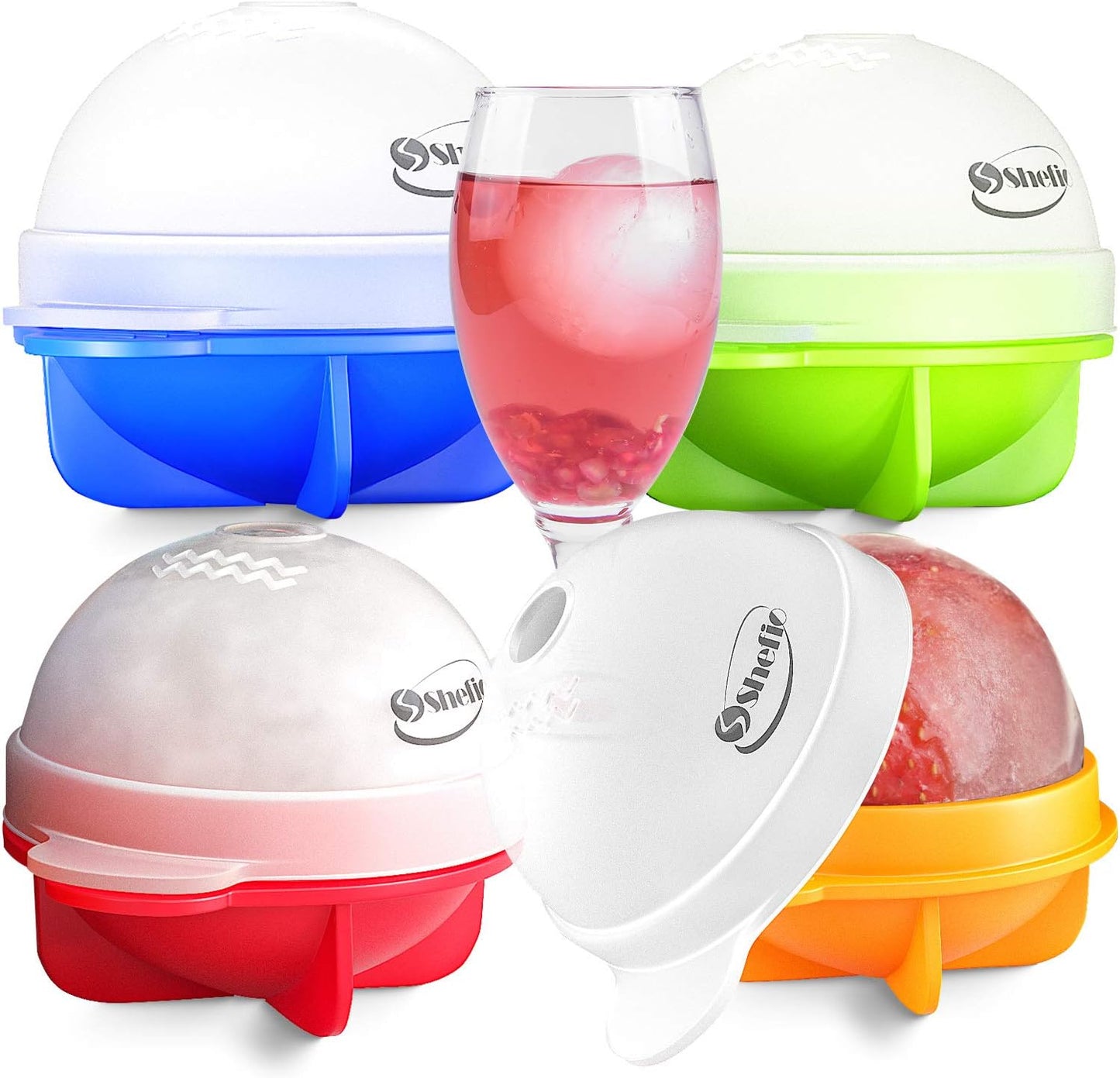 Bourbon Ice Cube Molds - round Ice Cube Mold Set of 4-2.5 Inch - Tight Sealing, Leak Proof Silicone Big Sphere Ice Ball Makers for Whiskey, Scotch