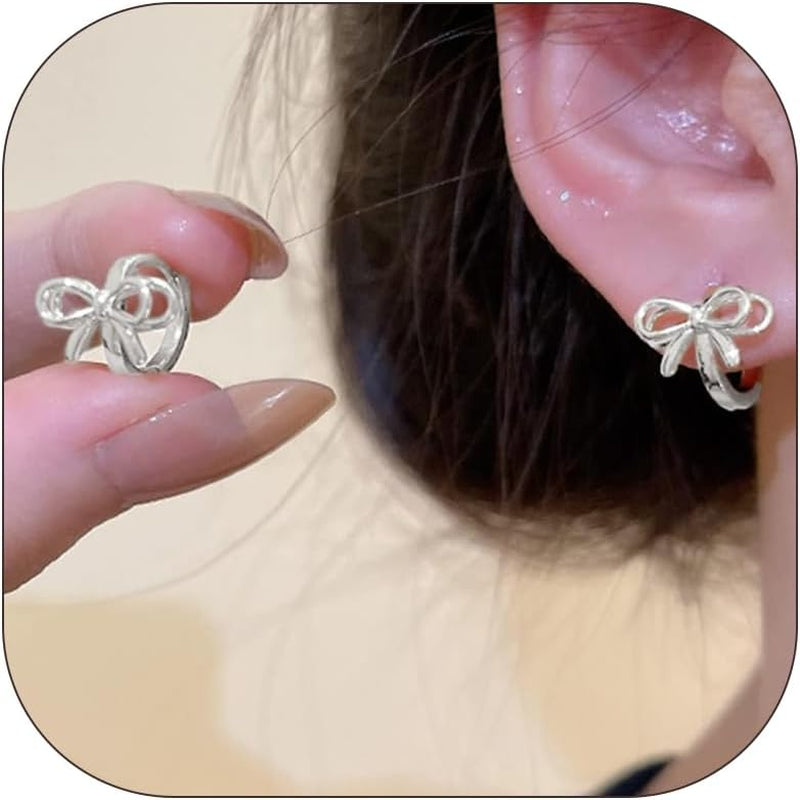 Bow Earrings for Women Pearl Bow Earrings Rhinestone Earring Gold Dangle Earring Christmas Jewelry Gifts Outfits Stocking Stuffers